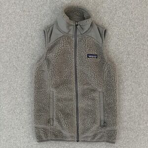 Patagonia Los Gatos Vest Women XS Gray High Pile Fleece Sherpa Gorpcore Cozy Zip